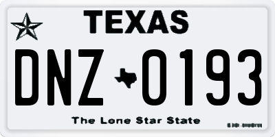 TX license plate DNZ0193
