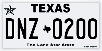 TX license plate DNZ0200
