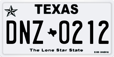 TX license plate DNZ0212
