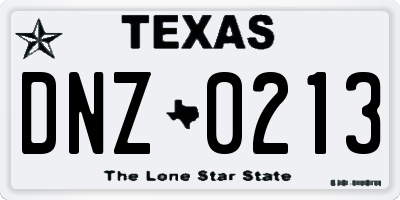 TX license plate DNZ0213