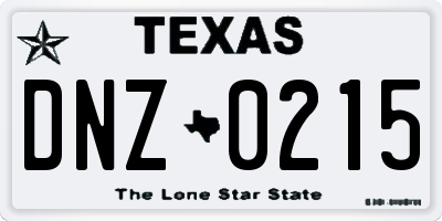 TX license plate DNZ0215