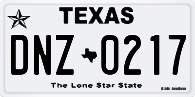 TX license plate DNZ0217