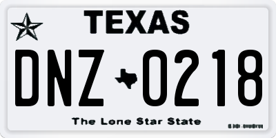 TX license plate DNZ0218