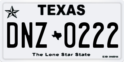 TX license plate DNZ0222