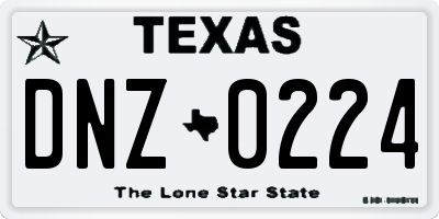 TX license plate DNZ0224
