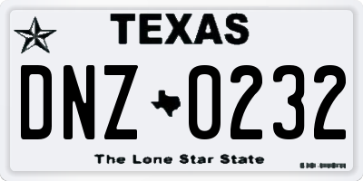 TX license plate DNZ0232