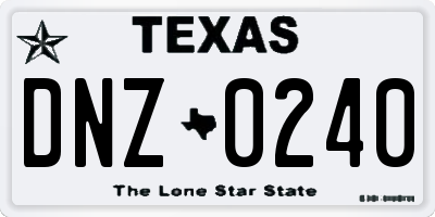 TX license plate DNZ0240