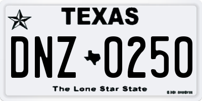 TX license plate DNZ0250