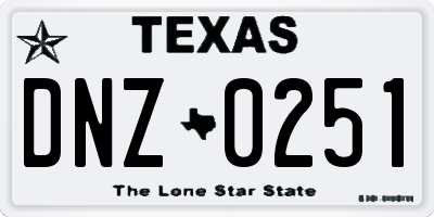 TX license plate DNZ0251
