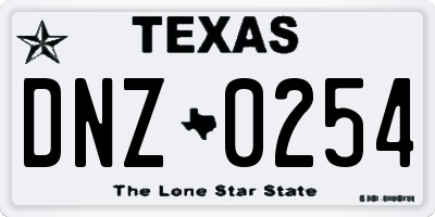 TX license plate DNZ0254