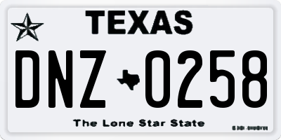 TX license plate DNZ0258