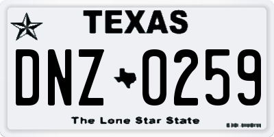 TX license plate DNZ0259