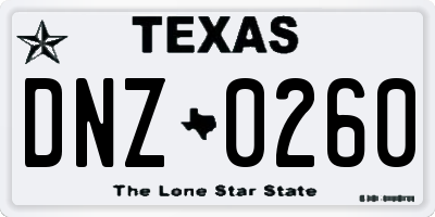 TX license plate DNZ0260