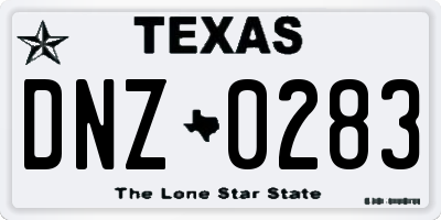 TX license plate DNZ0283
