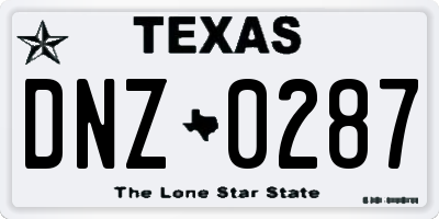 TX license plate DNZ0287