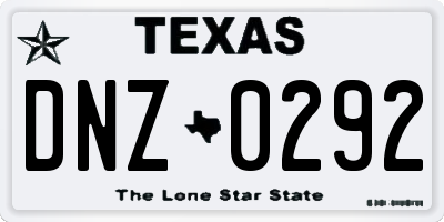 TX license plate DNZ0292