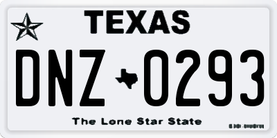 TX license plate DNZ0293