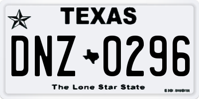 TX license plate DNZ0296