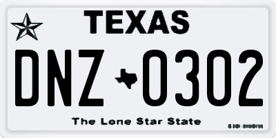 TX license plate DNZ0302