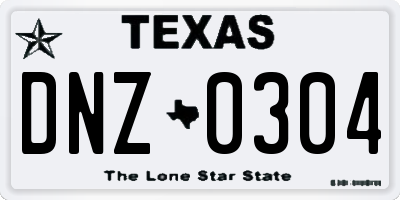 TX license plate DNZ0304
