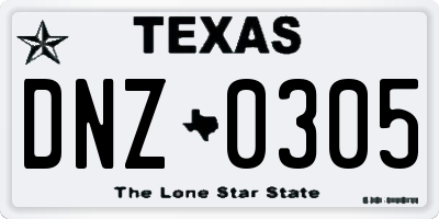 TX license plate DNZ0305