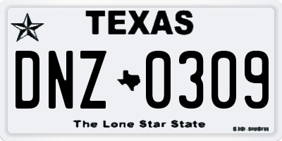 TX license plate DNZ0309