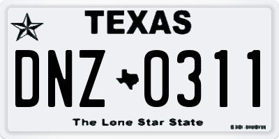 TX license plate DNZ0311