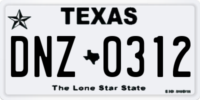 TX license plate DNZ0312