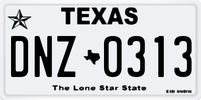 TX license plate DNZ0313