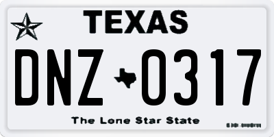 TX license plate DNZ0317