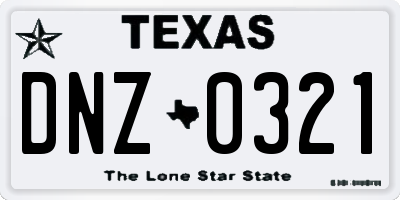 TX license plate DNZ0321