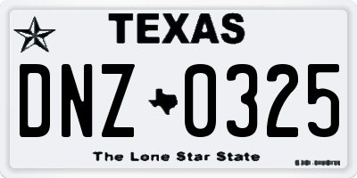 TX license plate DNZ0325