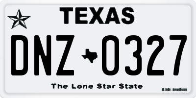 TX license plate DNZ0327