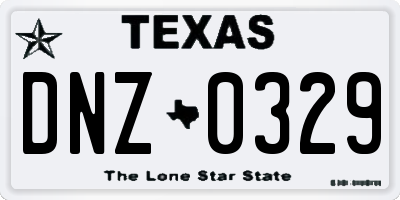 TX license plate DNZ0329