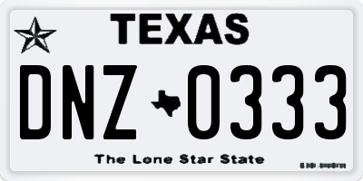 TX license plate DNZ0333