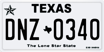 TX license plate DNZ0340