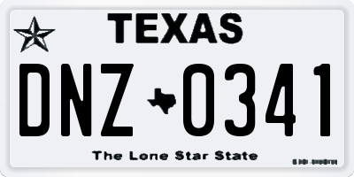 TX license plate DNZ0341