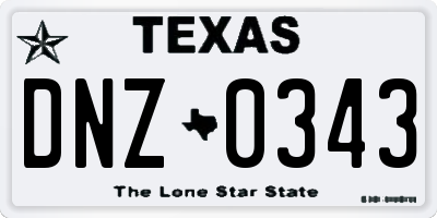 TX license plate DNZ0343