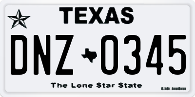 TX license plate DNZ0345