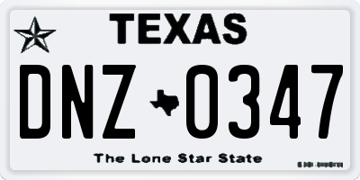 TX license plate DNZ0347