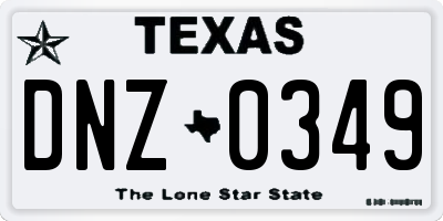 TX license plate DNZ0349