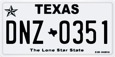 TX license plate DNZ0351