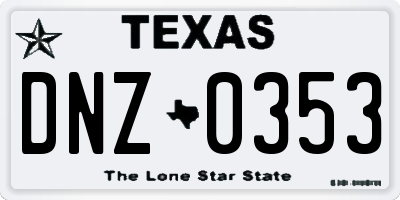TX license plate DNZ0353