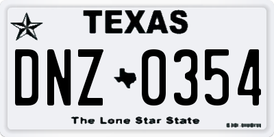 TX license plate DNZ0354
