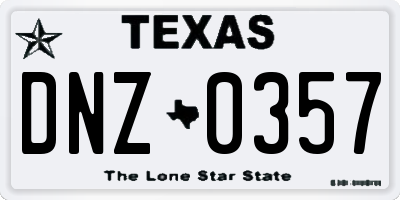TX license plate DNZ0357