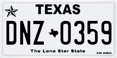 TX license plate DNZ0359