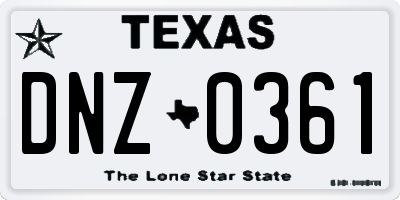 TX license plate DNZ0361