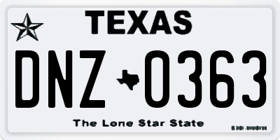 TX license plate DNZ0363