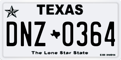 TX license plate DNZ0364