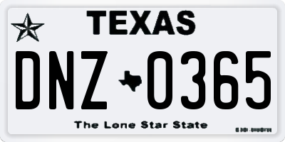 TX license plate DNZ0365